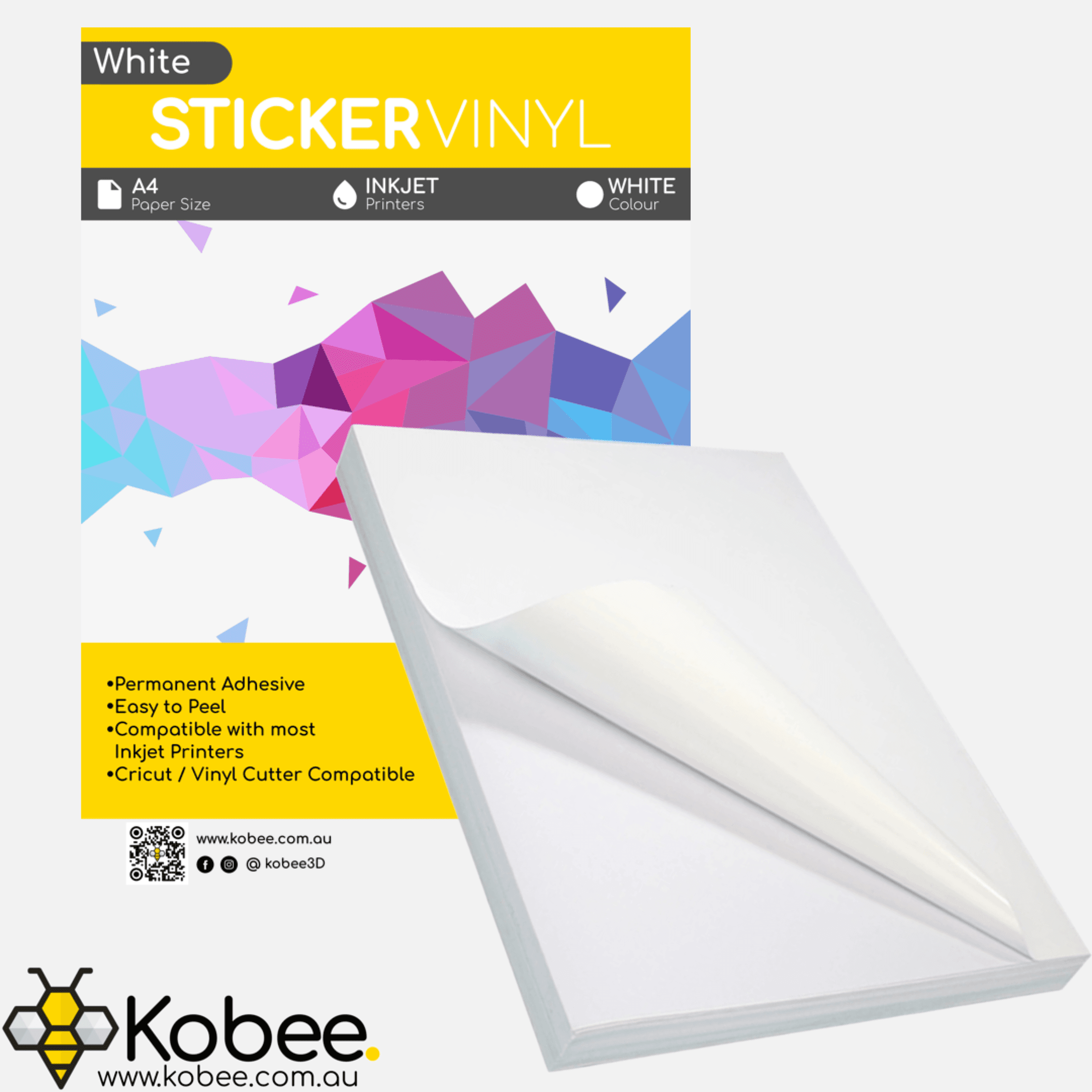A4 printable sticker vinyl paper multi-pack in white finish