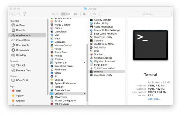 Apple Mac OSX Terminal Program