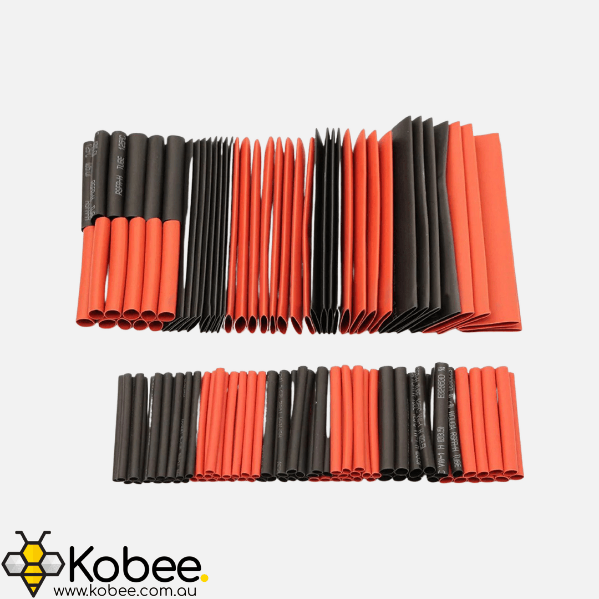 127 piece red and black pre-cut heat shrink tubing kit for electronics wiring