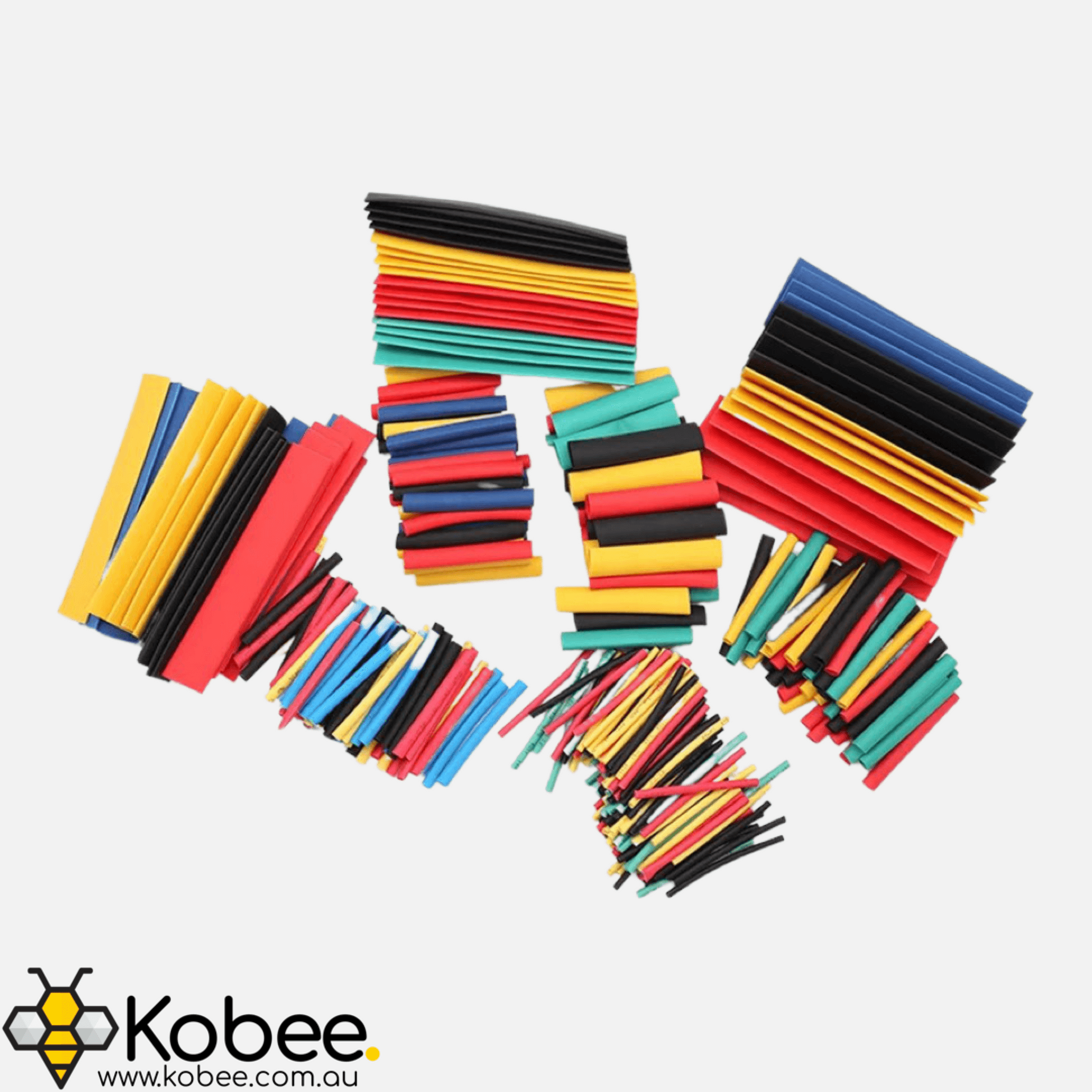328 piece pre-cut heat shrink tubing kit in five colours and seven diameters